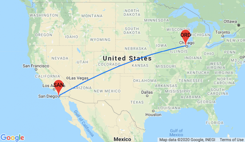 How Far Is The Flight From Chicago To California 