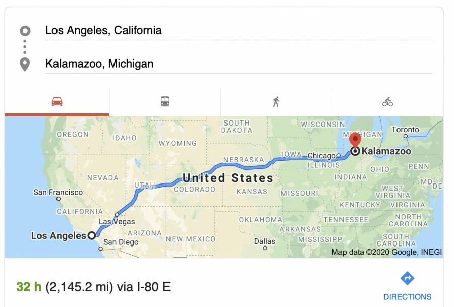 How long does it take to get to Michigan from Los Angeles?