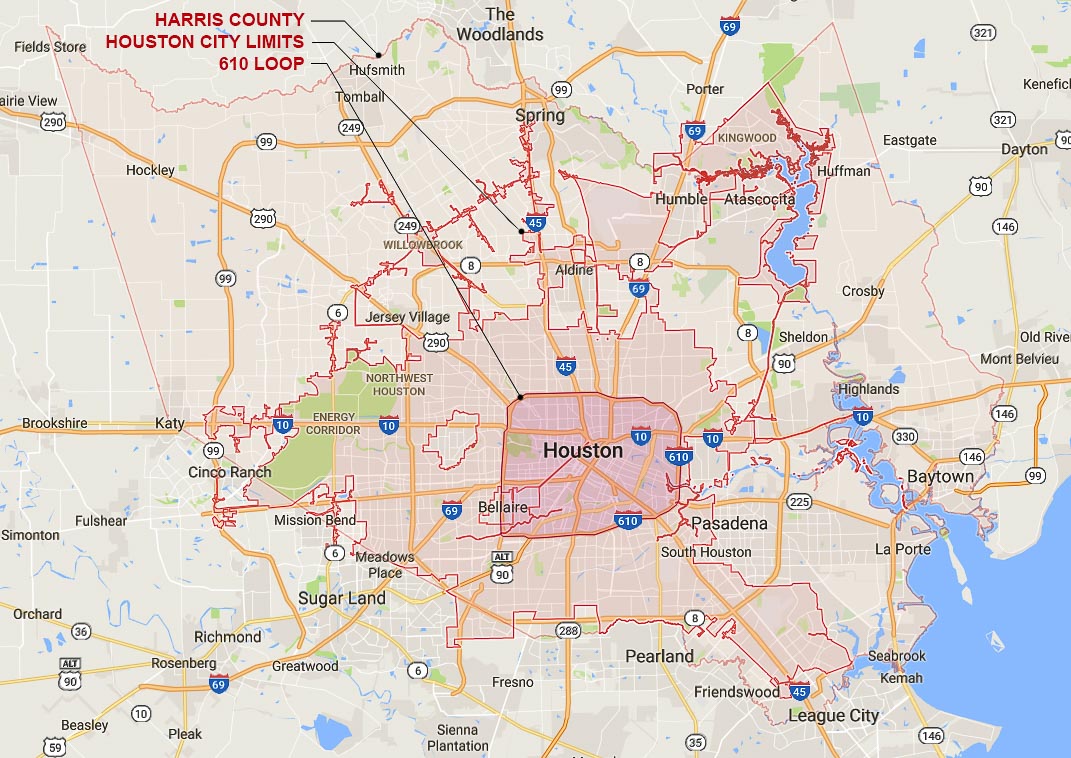 What are the surrounding cities of Houston Texas?