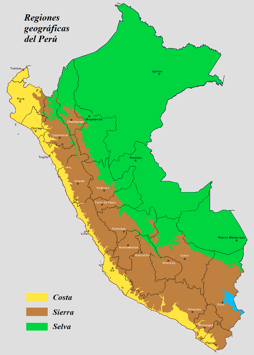 ¿Cómo se llaman las tres regiones del Perú?