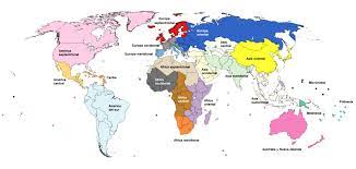 ¿Cuáles son las 5 regiones del mundo?