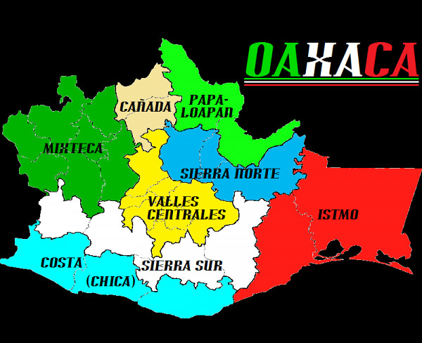 ¿Cuáles eran las 7 regiones de Oaxaca?